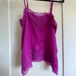 FUSCHIA LACE & SILK STORIA CAMI - SIZE S